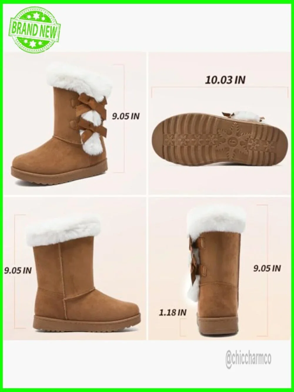 Mid-calf snow boots with warm fur lining, non-slip sole, cozy winter boots